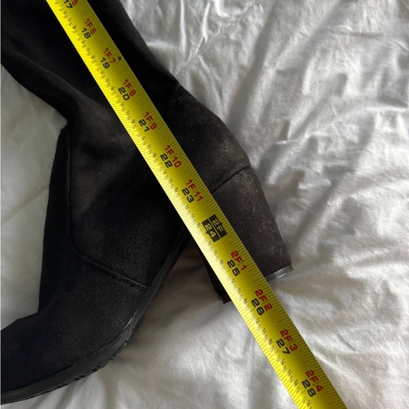 Black Over-the-Knee Heeled Boots with Lace-Up – Size 7 - Picture 6 of 12